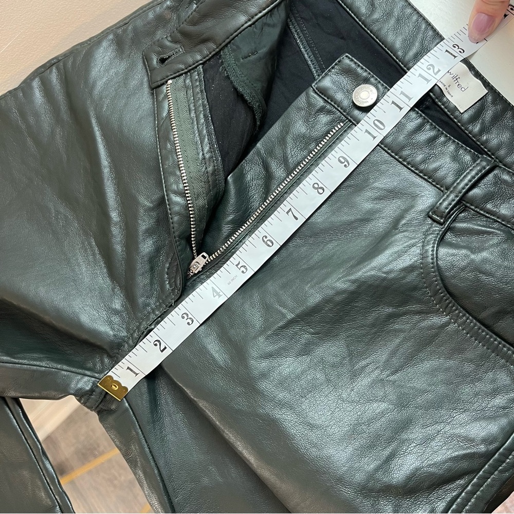 Aritzia Women's Size 6 Melina Vegan Leather Dark Green Cropped High Rise Pant - Picture 14 of 15